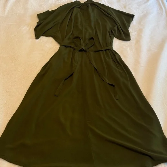 MAWLANA Wrap Style Long Dress Dark Olive Green - Picture 8 of 10